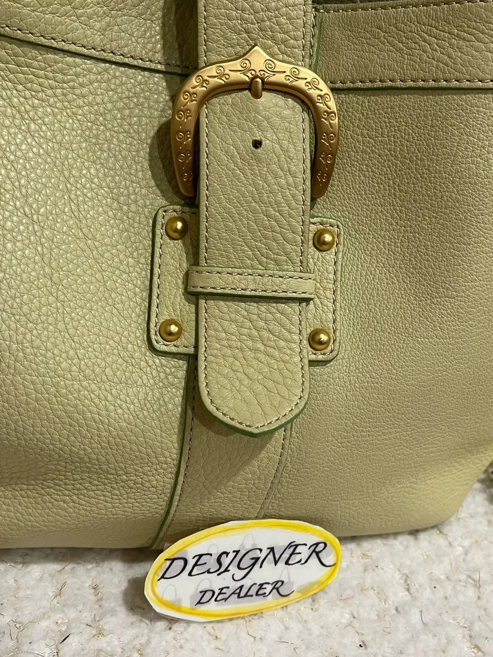 DOONEY & BOURKE  Vintage Pebbled Leather Lime Green Hobo Shoulder Bag